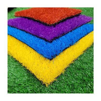 China Largest Colorful Elasticity Rainbow Artificial Grass Kindergarten Synthetic Carpet Turf For Playground for sale