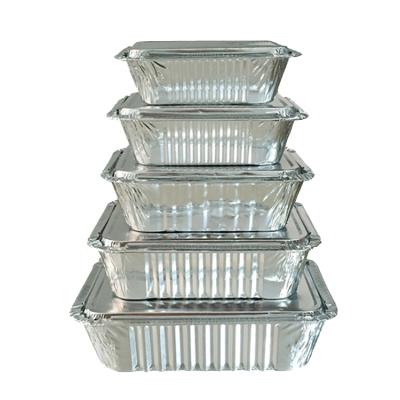 China Microwavable Food Grade Aluminum Lunch Box Takeout Trays Disposable Kitchen Use Oven Bowl Box Container With Lid for sale