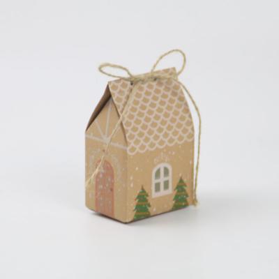 China New Customization Brown Christmas Small House Candy Box Gift Candy Paper Box Recyclable for sale