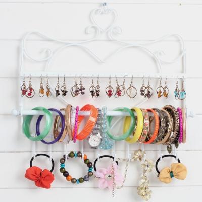 China Durable Wall Mounted Metal Jewelry Necklace Storage Bracelet Holder Hanging Rack with Metal Hooks for sale