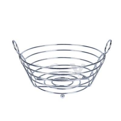 China Sustainable Wholesale Chrome Plating Metal Storage Basket Fruit Bowl For Kitchen for sale