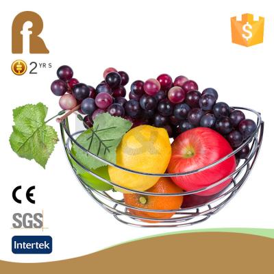 China Stainless Steel Fruit Basket Round Shape Fruit Bowl Sustainable Hanging Basket for sale