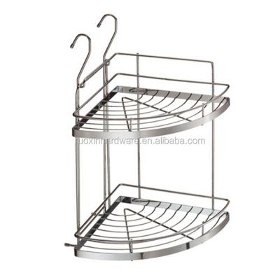 China Wall Mounted Type Triple Tier Bathroom Bath Cart Metal Shower Corner Shelf for sale