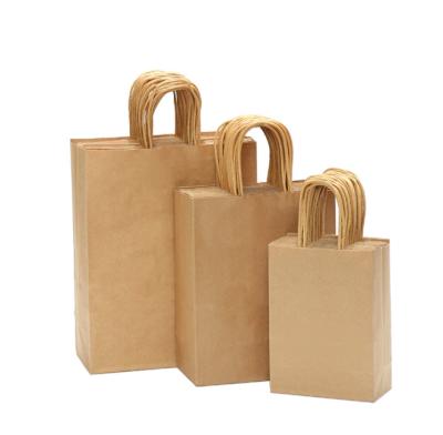 China Recyclable Recyclable Kraft Paper Bag With Your Own Logo , Custom Shopping Paper Bag For Food With Handle for sale