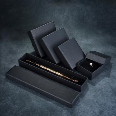 China Recycled Cool Black Materials Earring Ring Necklace Gift Box Jewelry Boxes Fashion Packaging for sale