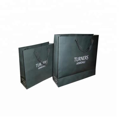 China Luxury Promotion Recyclable Single Shopping Black Paper Bag for sale