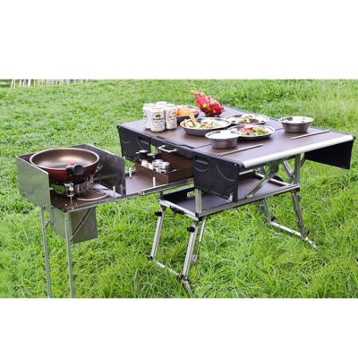 China Multifunctional self driving travel equipment outdoor folding tableware stove camper braai rack for sale