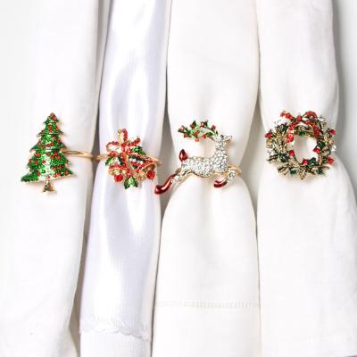 China Wholesale Chirstmas Decor Christmas Elk Weave Christmas Tree Bells Snowflake Hotel Decoration Napkin Ring for sale