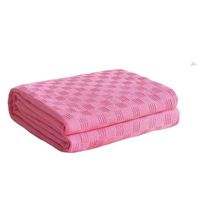 China Best Quality Summer Baby PORTABLE Wholesale Solid Woven 100% Cotton Throw Blanket for sale