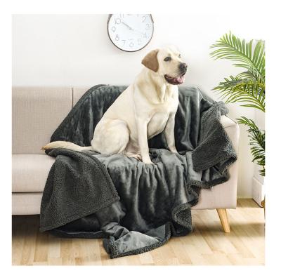 China Amazon Best Raincoat Selling Super Soft Solid Waterproof Double Face Flannel Warm Coral Polar Dog Pet Bed Sherpa Fleece Throw Blanket for sale