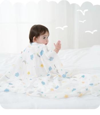 China Amazon Best Selling Portable Cartoon Super Soft Double-Layer Anti-Static Organic Muslim Baby Wrap Cotton Bamboo Blanket for sale