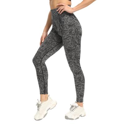 China Fitness Breathable Hip Sports Women's Yoga Lift Pants Spots Jacquard Seamless Compression Power Stretch Tight Workout Gaiters for sale