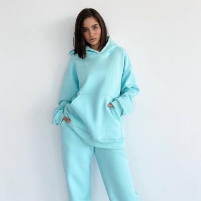 China Winter Breathable Women's Hooded Sweat Sets Fashion Loose Streetwear Clothing Long Sleeve Hoodie And Long Sweatpants Daily Sporting Suits for sale