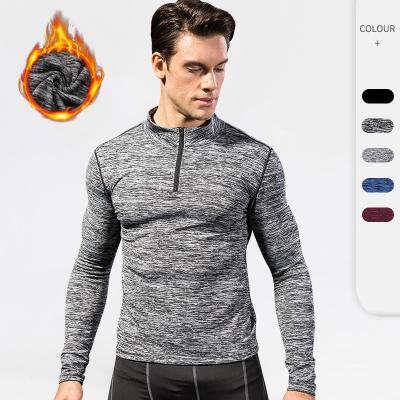 China Men's Plus Breathable Velvet Pro Winter Sweater Fashion Zipper Up Stand Collar Sports Tops Long Sleeve Training Trackcoat Slimming Tops for sale