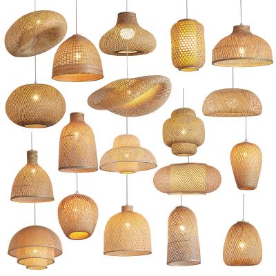 China Mediterranean Handmade Wicker Rattan Pendant Light Hanging Bamboo Weaving Lamp for sale