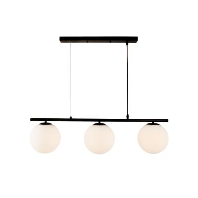 China Modern Long 3Heads Shape Ceiling Lamp Glass Ball Shade Modern Pendant Light For Dining Table for sale