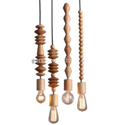 China Residential Modern Indoor Lighting Beads Wood Pendant Light for sale