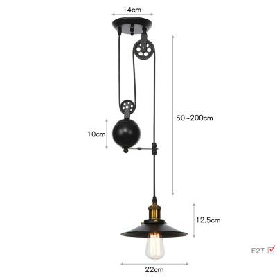 China Hotel Restaurant Cafe Retro Iron Adjustable Pulley Home Industrial Lighting Pendant Hanging Lamp for sale