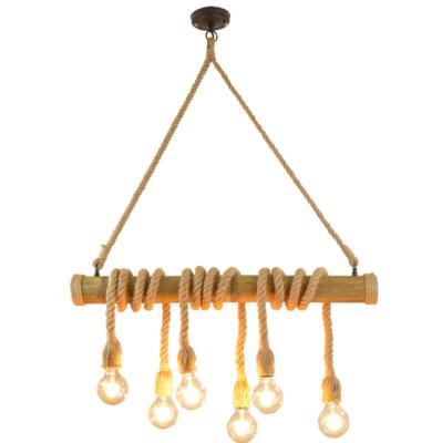 China Industrial Bamboo Attic Edison Bulb Retro Hanging Lamp Restaurant Bamboo Rope Pendant Light for sale