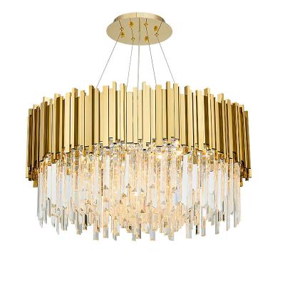 China Modern Luxury Project Indoor Lighting Crystal Chandelier For Villa Hotel Ceiling Lamp Crystal Pendant Lamp Round Rectangle Modern Decoration for sale