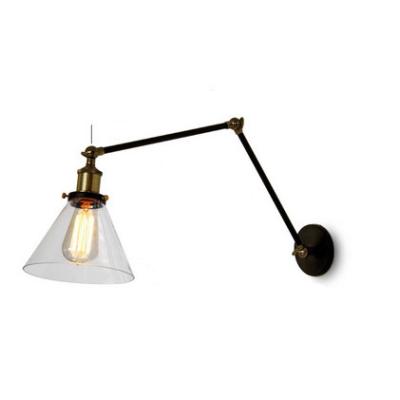 China Vintage Edison Bulb Glass Shade Sconce Anqtiue Long Arm Indoor Wall Lamp for sale