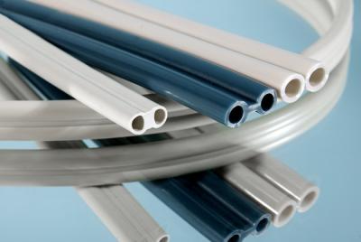 China PVC Polyvinylchoride Hose Vinyl Tubing ,White Flexible PVC Sleeves , Grey PVC Double tubes for sale