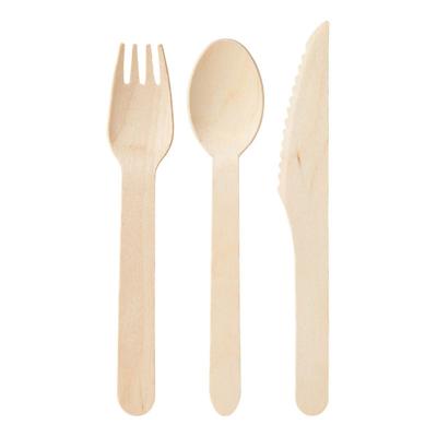 China Billions Eco-friendly Logo Restaurant OEM Disposable Wooden Cutlery Set Wood Spoon Knife And Fork for sale