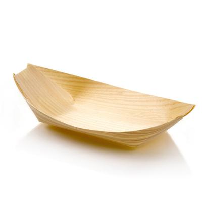 China Billions Eco-Friendly Disposable Wooden Boat Plates All Natural, Disposable Compstable For Catering And Home Use for sale