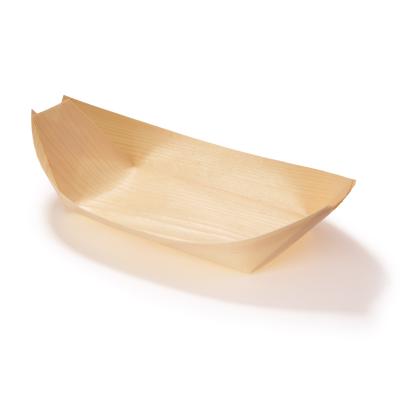 China Billions Boat Eco-Friendly Wooden Disposable Sushi Boat Wooden Serving Tray Sushi Tray Food Container Wooden Bowl Cake Tool for sale