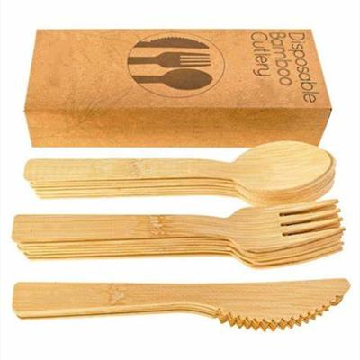 China Billions 100% Eco-Friendly Bamboo Utensils Combo Pack Carbonized Biodegradable and Sanitized Disposable Cutlery for sale