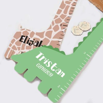 China Billions Eco-Friendly Materials Personalized Animal Nursery Artt Baby Shower Gift Wooden Growth Chart Ruler Ruler Nursery Kids for sale