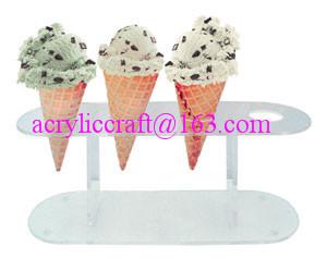 China 4 Slot Wholesale Acrylic Ice Cream Cone Holder Four Hole Ice Display Rack for sale