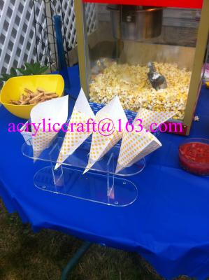 China 4 Holes Transparent Acrylic Popcorn Cone Display Stand for sale