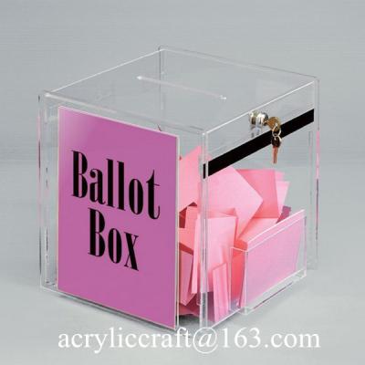 China Fancy new design clear PMMA collection box with lock and key / acrylic ballot box for sale