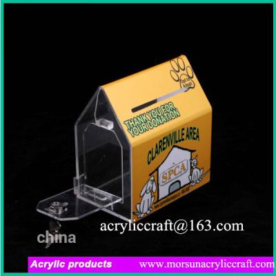 China 2015 new design fancy custom clear PMMA house shaped ballot box, acrylic donation box for sale