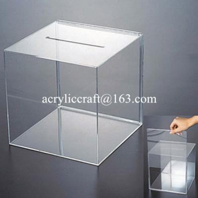 China Clear Square Acrylic Charity Box, PMMA Ballot Box / Plexiglass Suggestion Box for sale