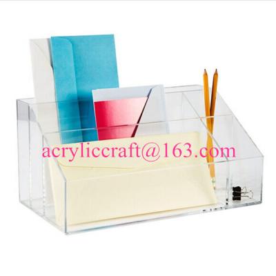 China Transparent multi-function acrylic stationery with note pad holder & pen holder for sale