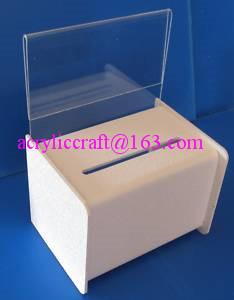 China Acrylic PMMA Donation Box Collection Box Suggestion Box With Sign Holder for sale