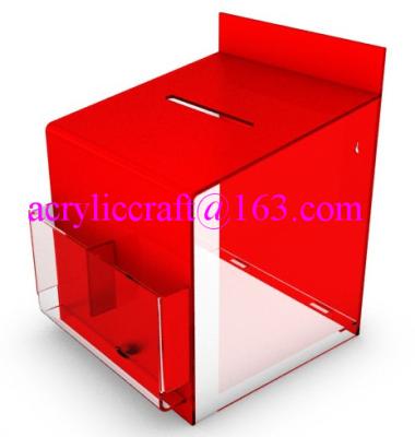 China 2015 new design clear and red acrylic suggestion box with lock for sale