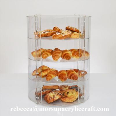 China Four Tier Clear Acrylic Display Stand Plexiglass Bakery Show Case for sale