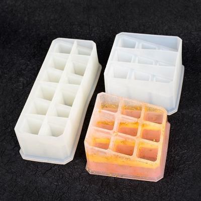 China Viable Mold Crystal Epoxy Resin Mold Crafting Jewelry Box Silicone Mold Lipstick Storage Bracket Making Table Cosmetic Holder for sale