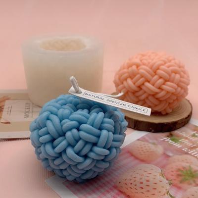 China Yarn Ball 3D Silicone Mold Cake Soap Mold Viable Knot Knitted Candle Molds For Art Craft Handmade for sale