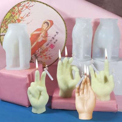 China Viable Home Decor Gift Middle Finger Candle Silicone Molds Hand Shape Silicone Molds For Candles for sale