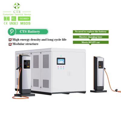 China CTS BESS 150kwh 300kwh Energy Storage Battery Container With 50KW 100kW DC Fast CCS2 EV Charger for sale