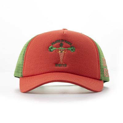 China Custom COMMON Mesh Baseball Cap Embroidery Patch 5 Panel Trucker Hat for sale