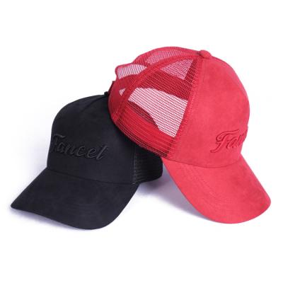 China COMMON Leather Patch 5 Panel Suede Trucker Hats for sale