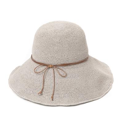 China Foldable Summer Straw Hat With Character Bow for sale