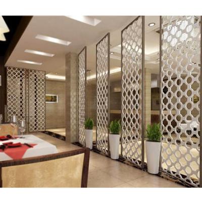 China New Classic/Postmodern Aluminum Alloy White Laser Cutting Line Partition Hall Hotel Decorative Screen Metal Partition for sale