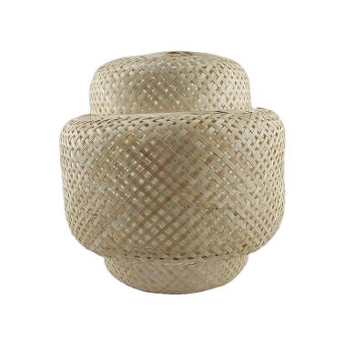 China Three-Layer Modern Bamboo Lanterns Handwoven Bamboo Lampshade Lanterns for sale