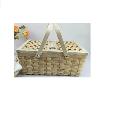 China Sustainable Household Storage Picnic Equipment Storage Basket Bamboo Picnic Basket for sale